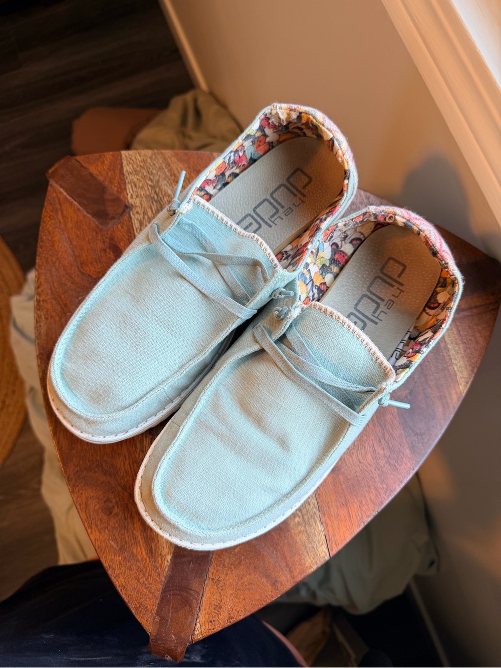 HEYDUDE Wendy Light Aqua Canvas Slip-On Shoes